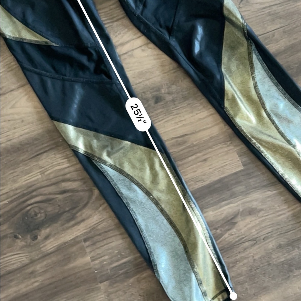 Good American Black Silver and Gold Metallic Panel Leggings - Picture 6 of 6